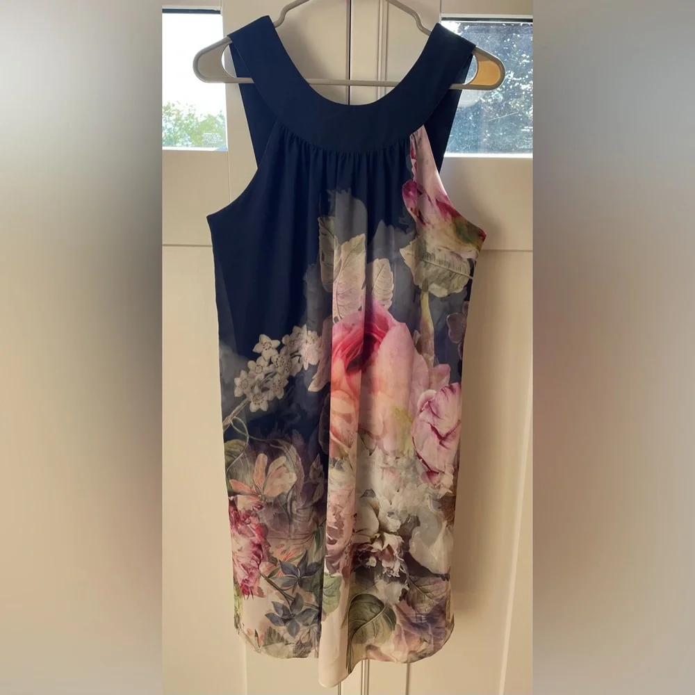 Ted Baker London Marindi Swing Dress Pure Peony Navy Blue Pink Floral size 6 - Picture 5 of 12